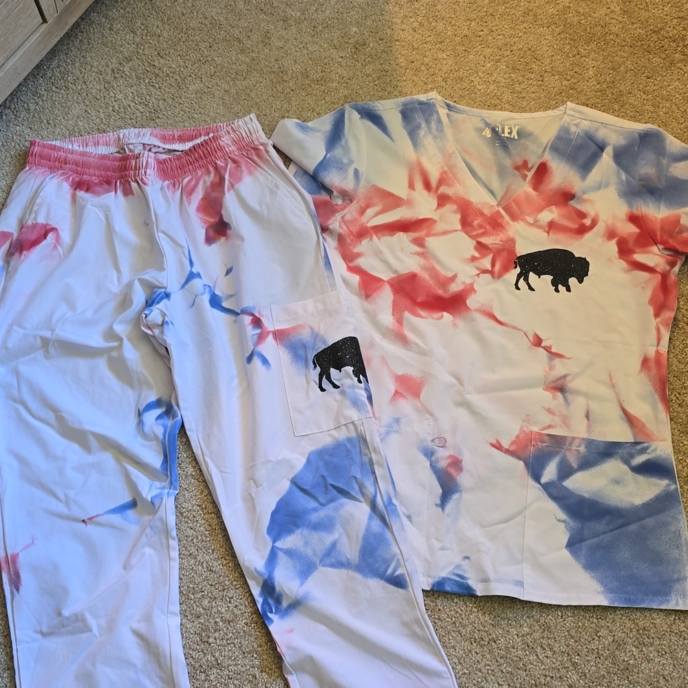Buffalo Bills tie dye scrubs